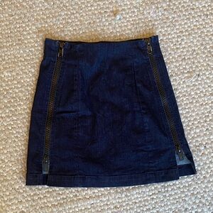 Carmar Dark Blue Mini Skirt with Zipper Accents